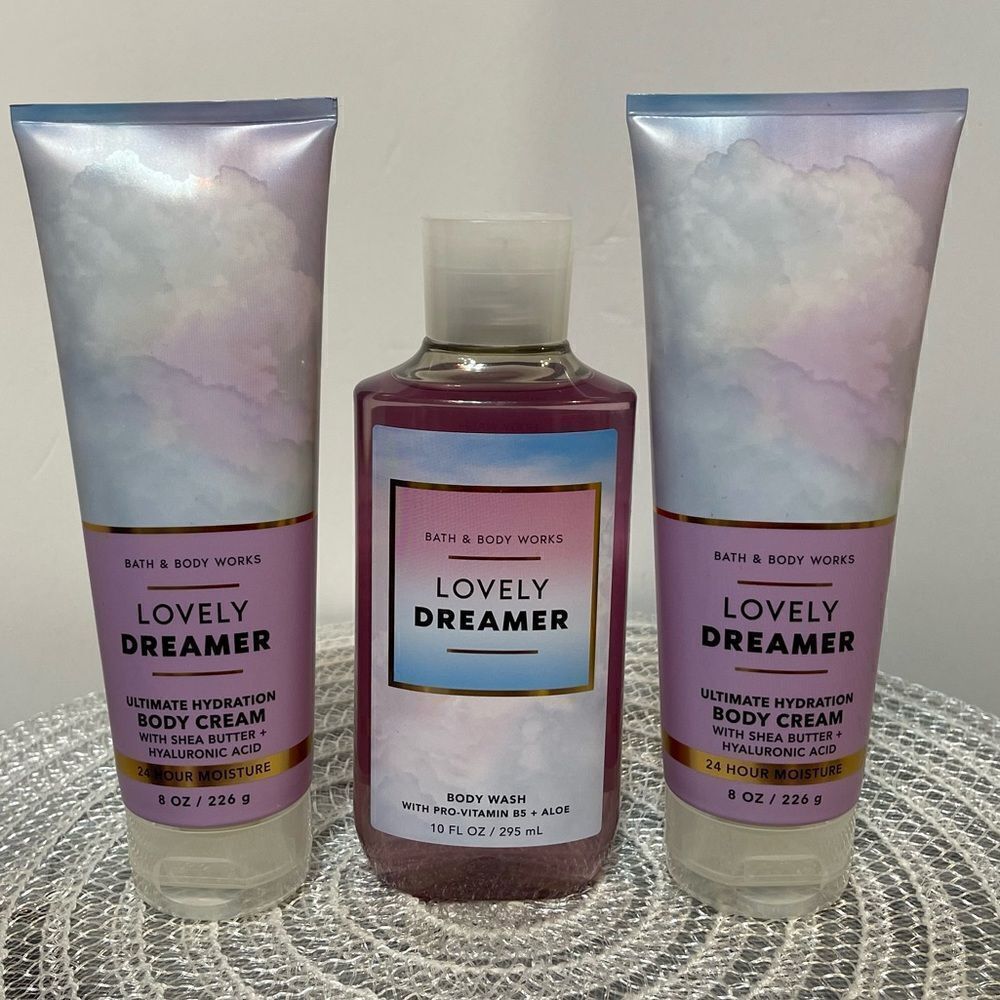 BBW Lovely Dreamer Body Wash and 2 Body Cream set of 3 NWT
